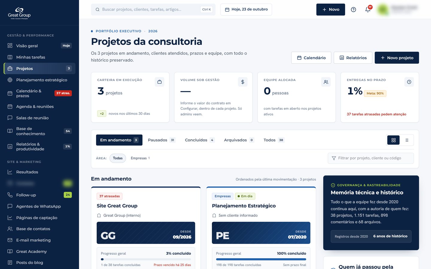 Metas, indicadores e plano de ação vivos