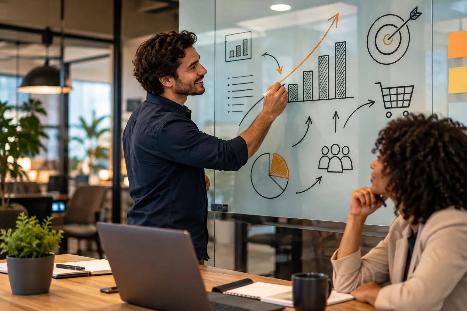 executivos desenhando estratégias de como aumentar as vendas na empresa